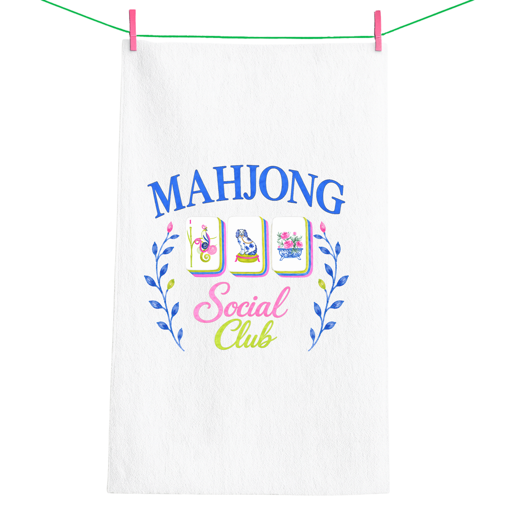 Mahjong gift Mahjong social club cute towel | blue