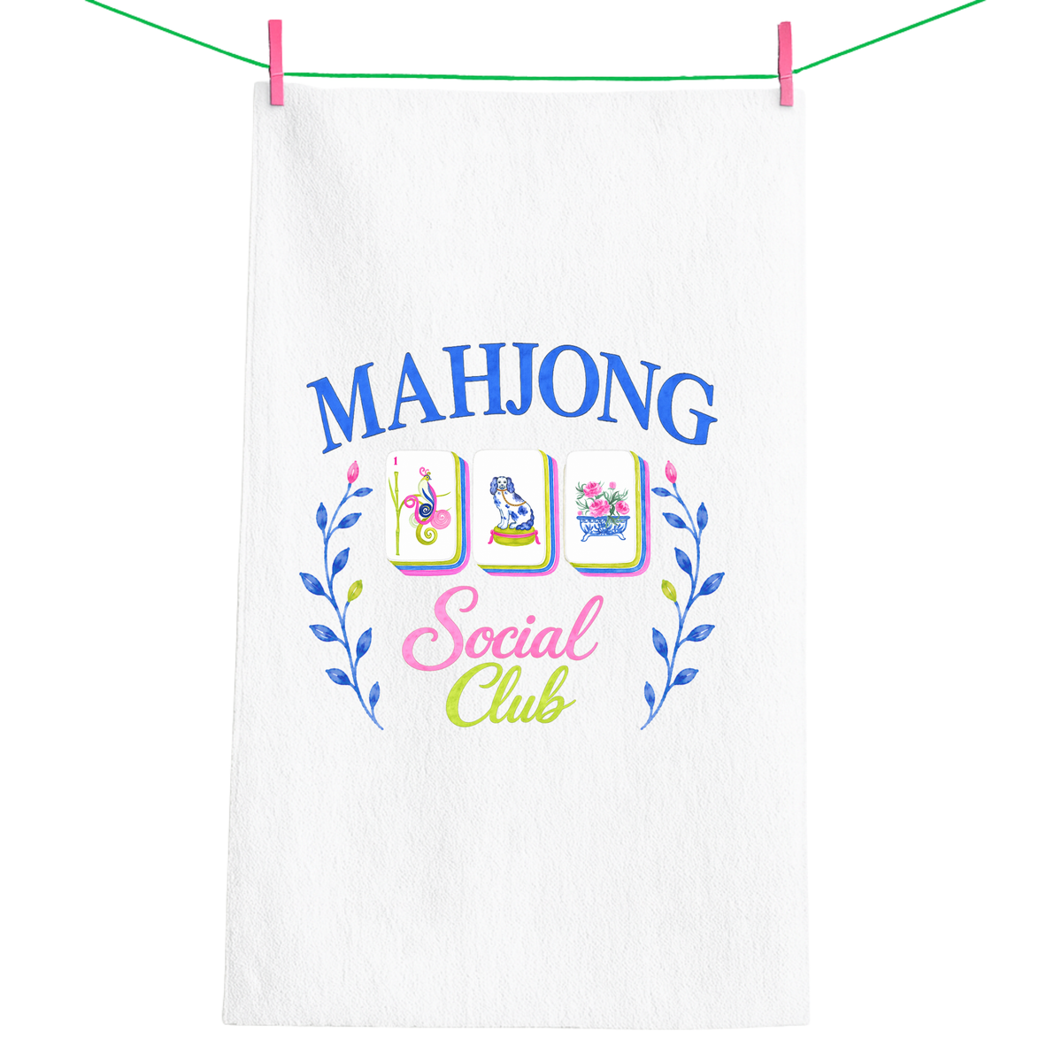 Mahjong gift Mahjong social club cute towel | blue