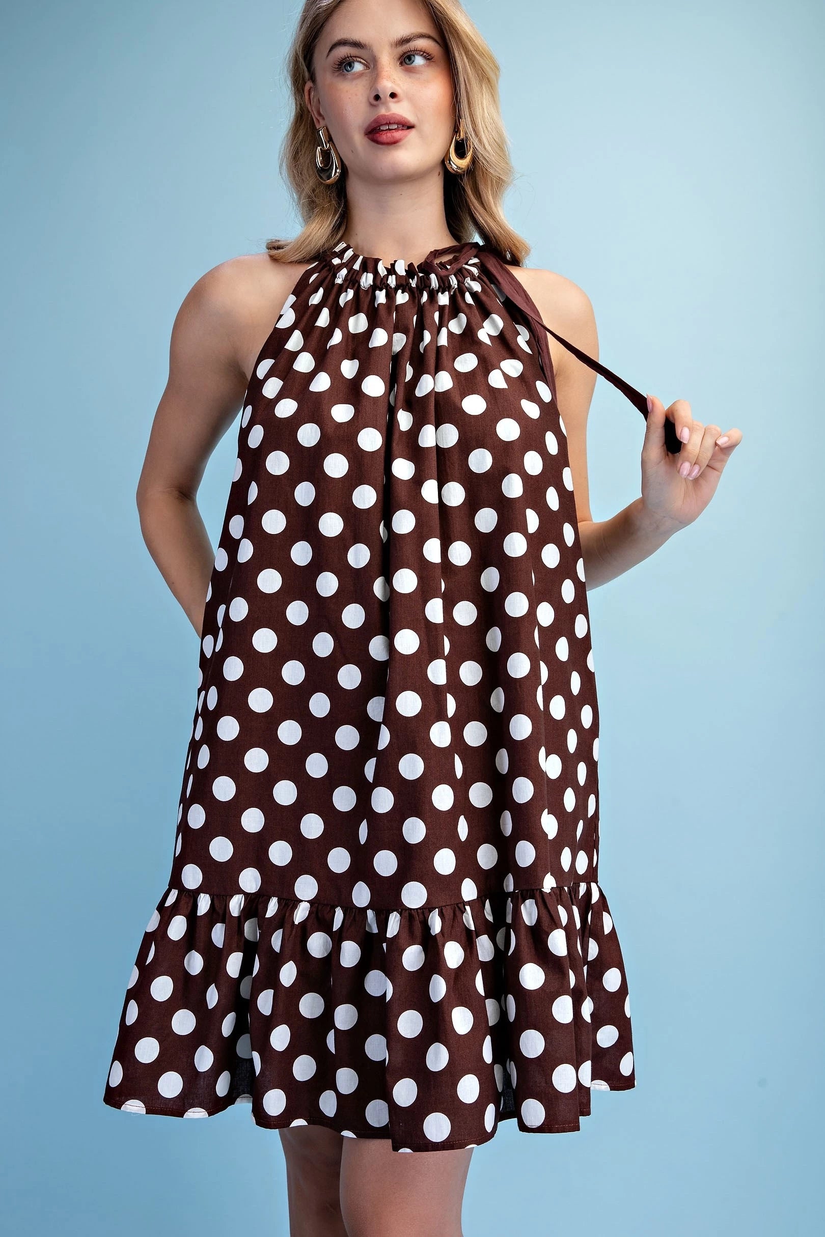 Polka Dot Ruffle Hem Midi Dress