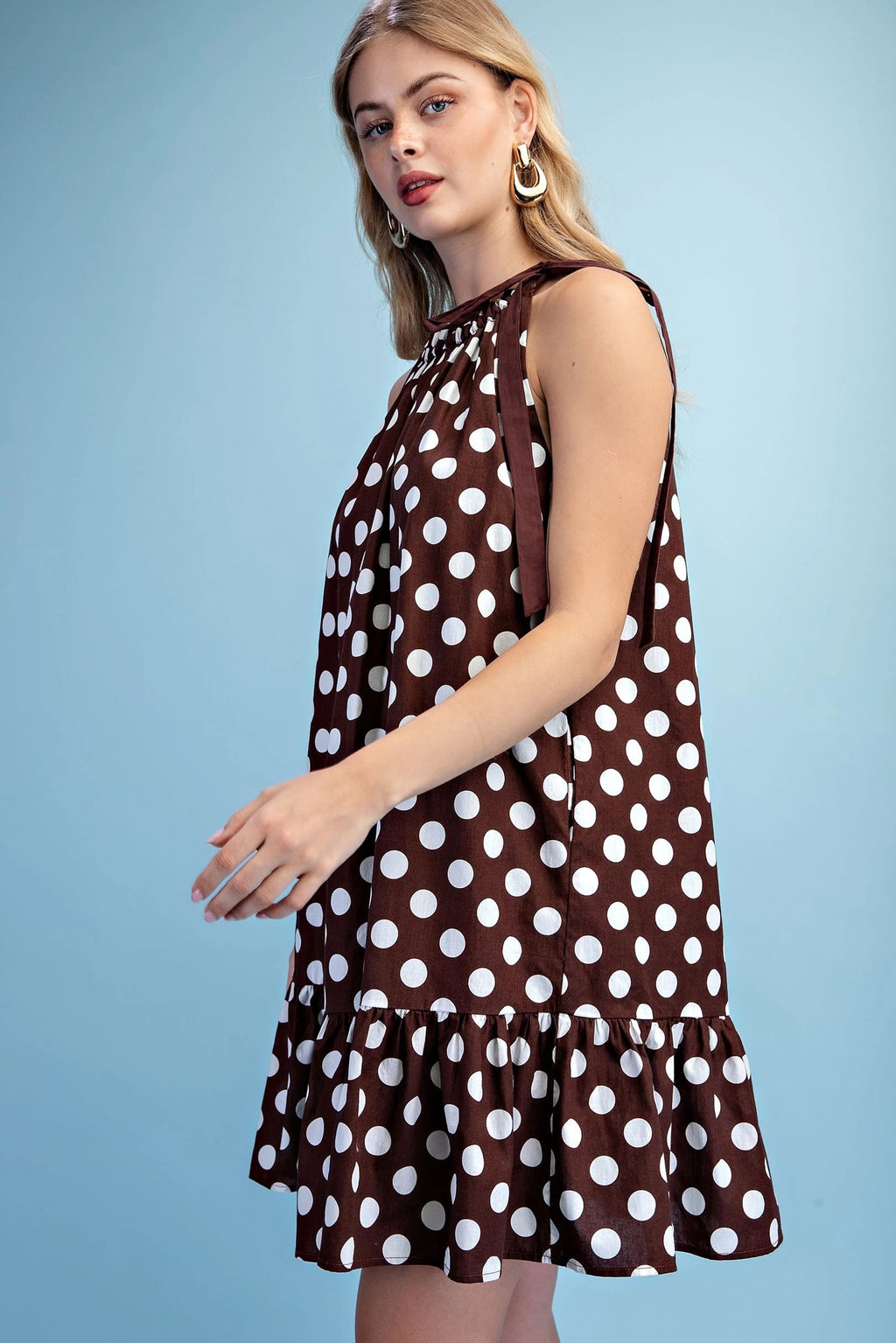 Polka Dot Ruffle Hem Midi Dress