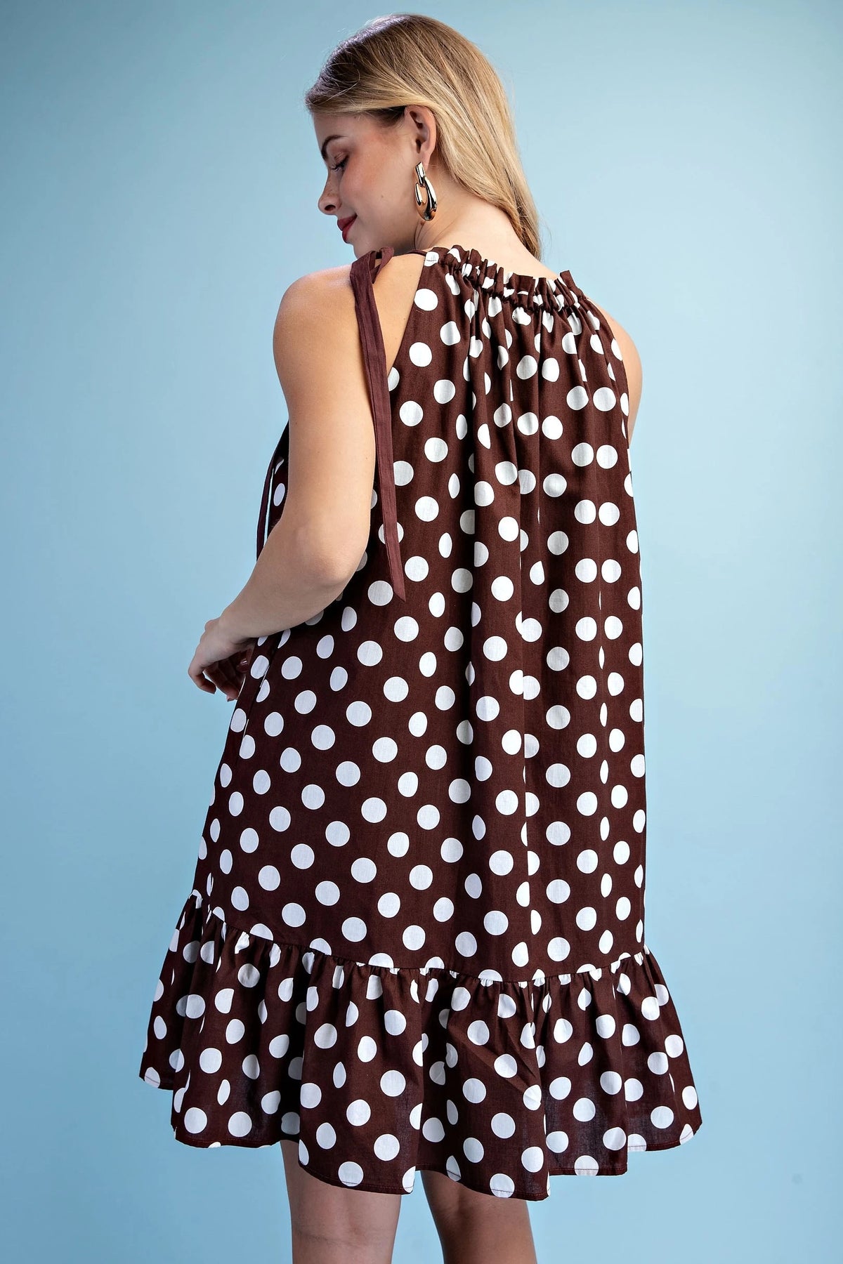 Polka Dot Ruffle Hem Midi Dress