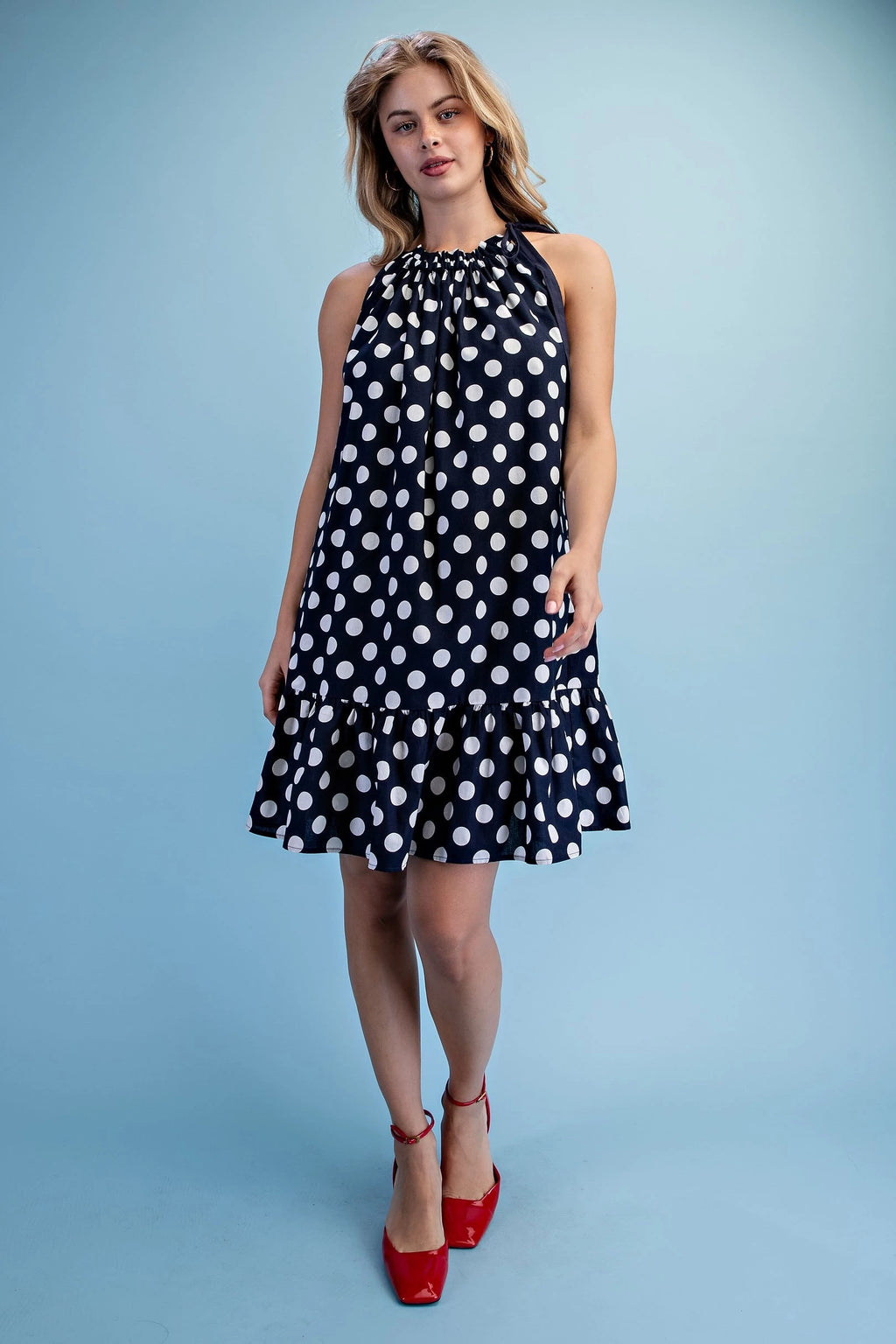 Polka Dot Ruffle Hem Midi Dress