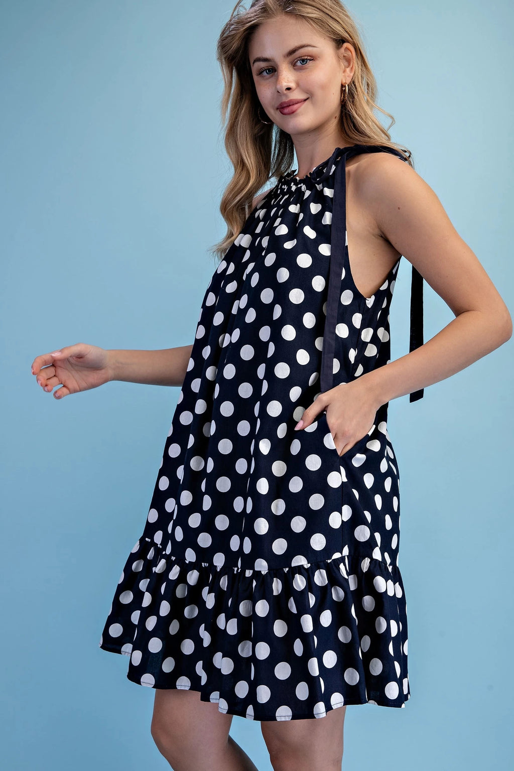 Polka Dot Ruffle Hem Midi Dress