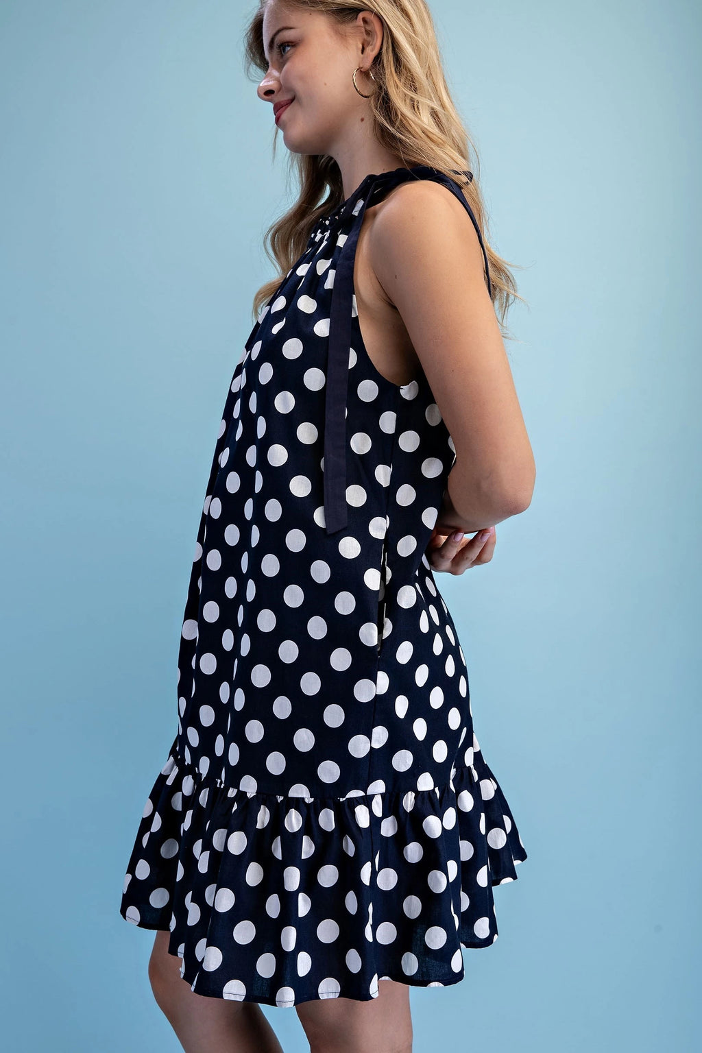 Polka Dot Ruffle Hem Midi Dress