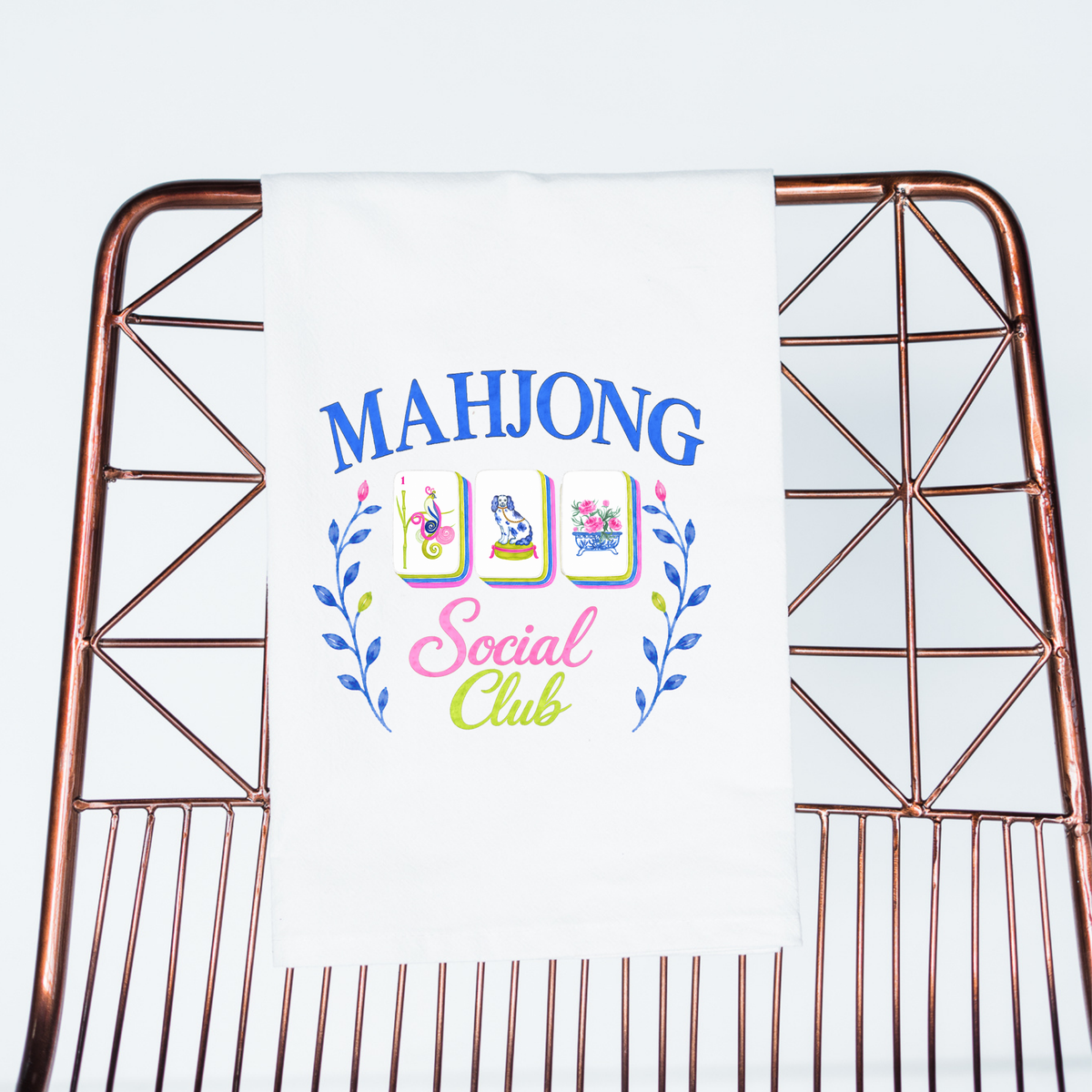 Mahjong gift Mahjong social club cute towel | blue