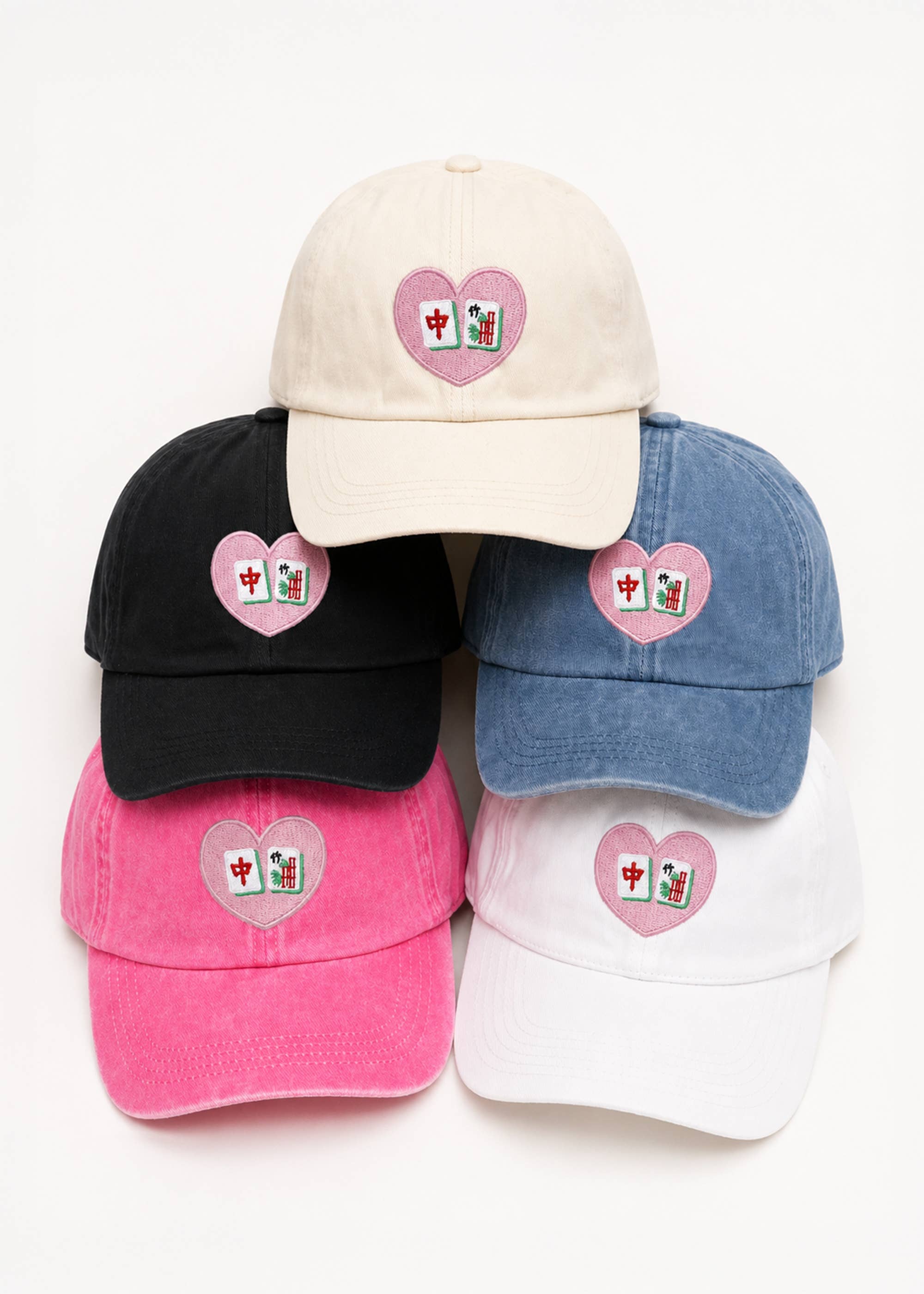 MAHJONG Heart Tiles Embroidered Baseball Cap