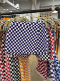 Game Day Checkered Overlay Wrap Front Mini Skort
