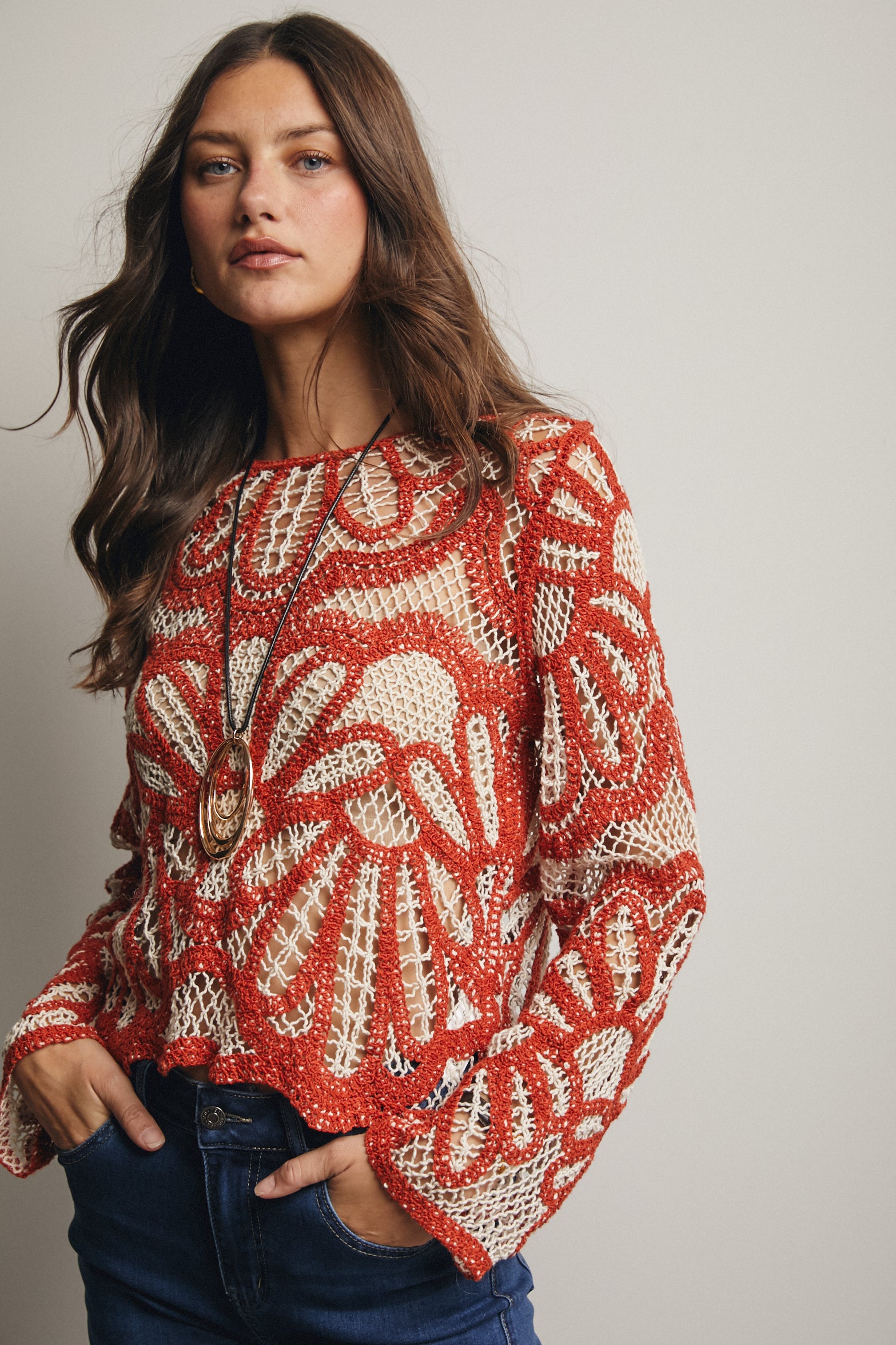 Crochet Floral Pattern Sweater