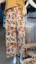 Vintage Botanical Floral Wide-Leg Pants