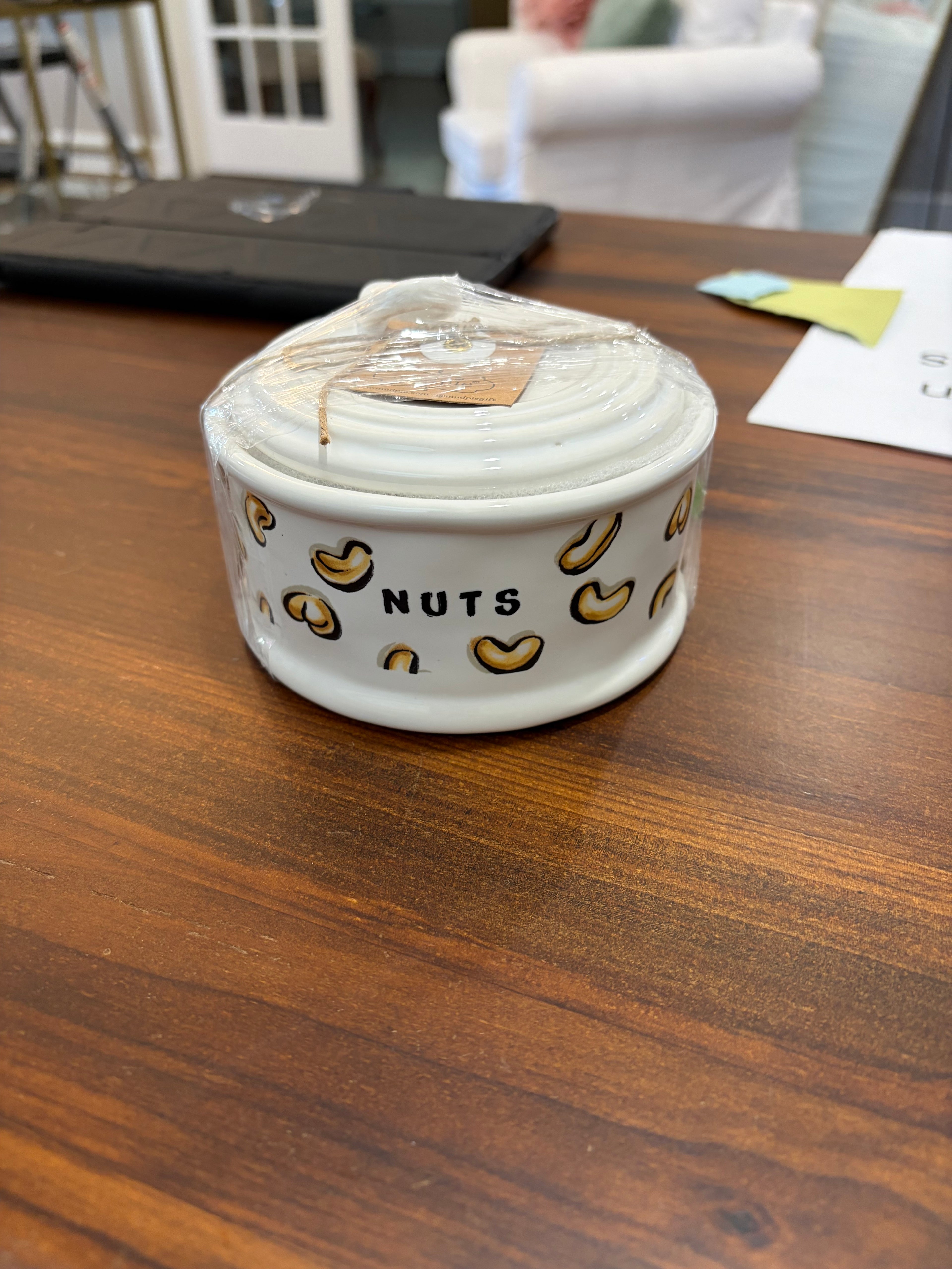 Mud Pie "Nuts" Ceramic Canister with Lid