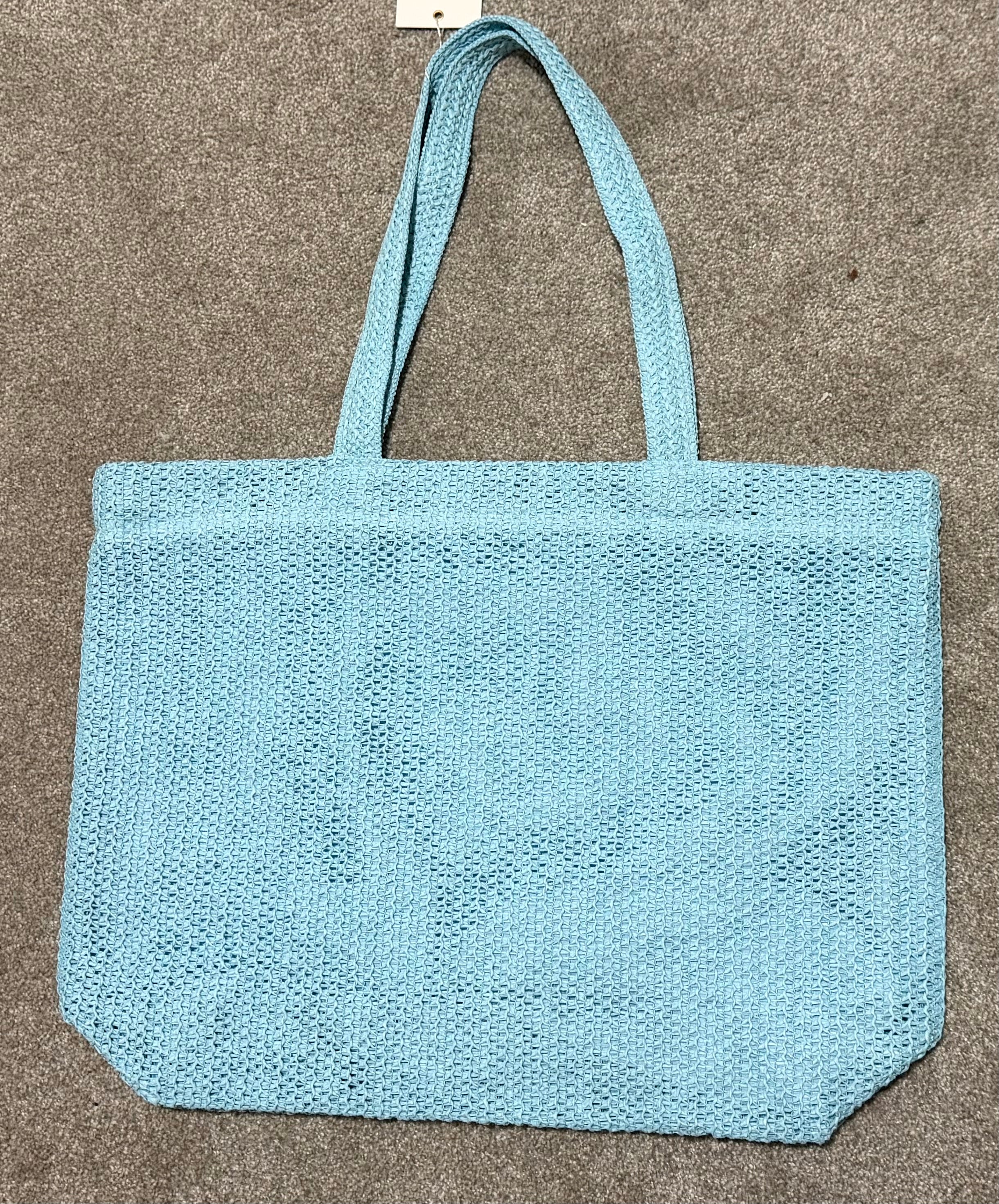Blue Straw Tote Bag