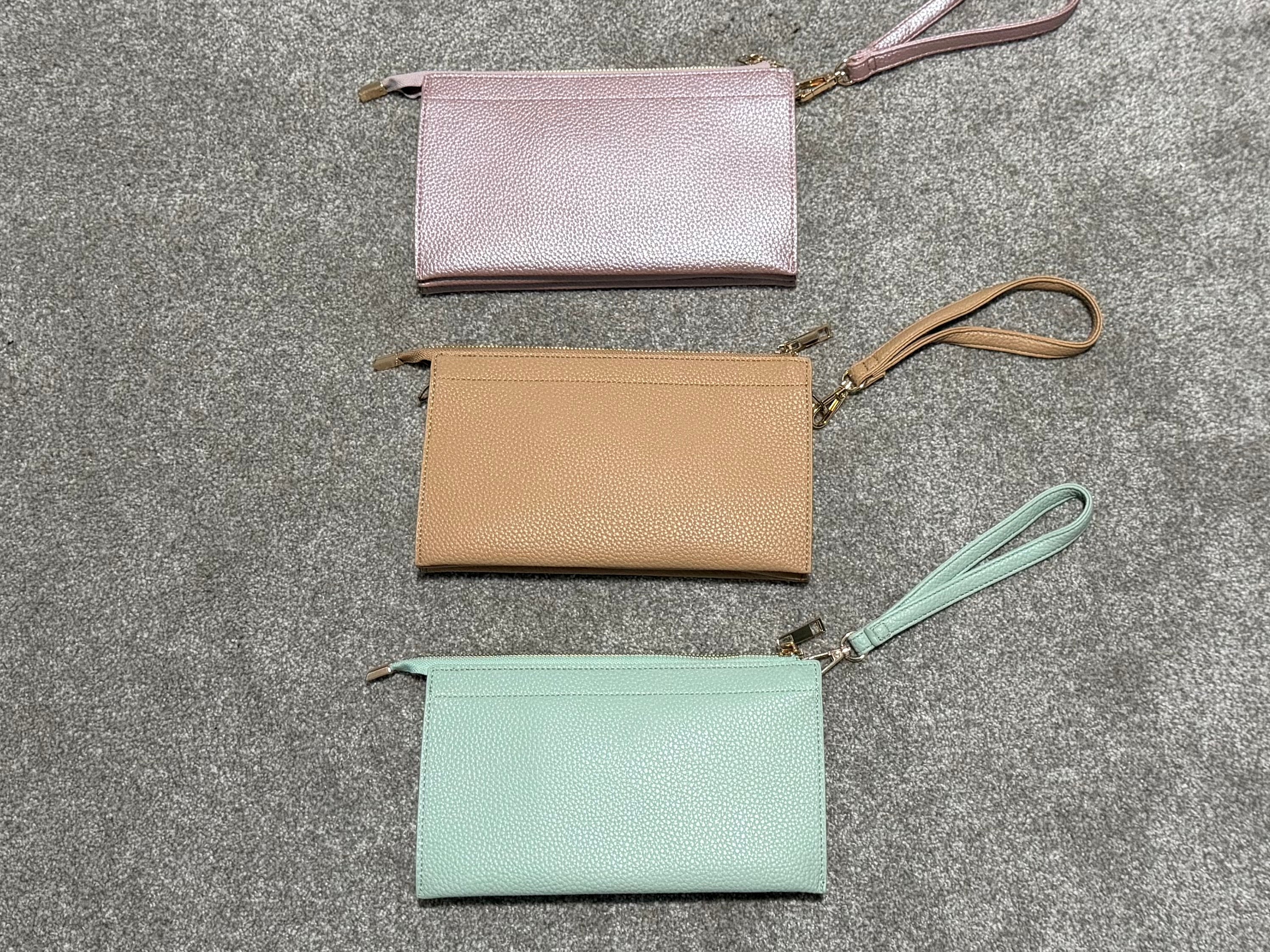 Vegan Leather Wristlet Crossbody Clutch