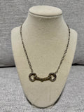 Silver Crystal Horse Bit Chain Necklace