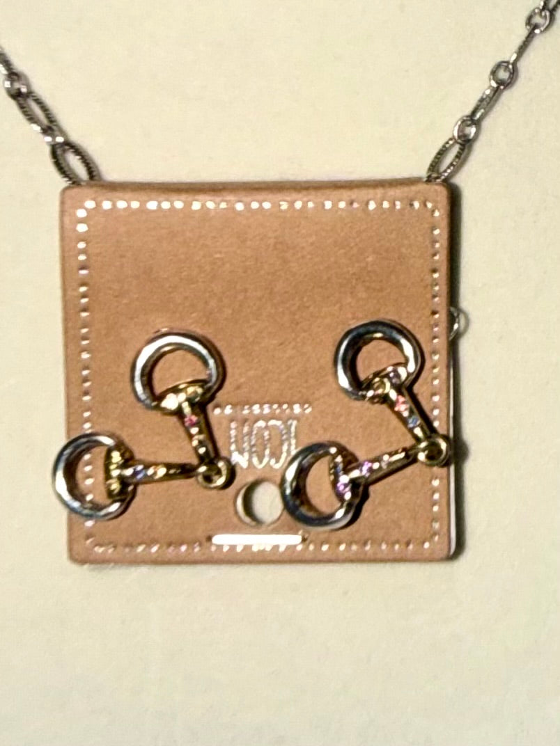 Silver Crystal Horse Bit Chain Necklace