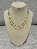 Gold Double Layer Paperclip & Satellite Chain Necklace