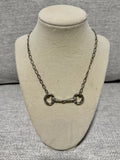 Silver Crystal Horse Bit Necklace & Earring Set