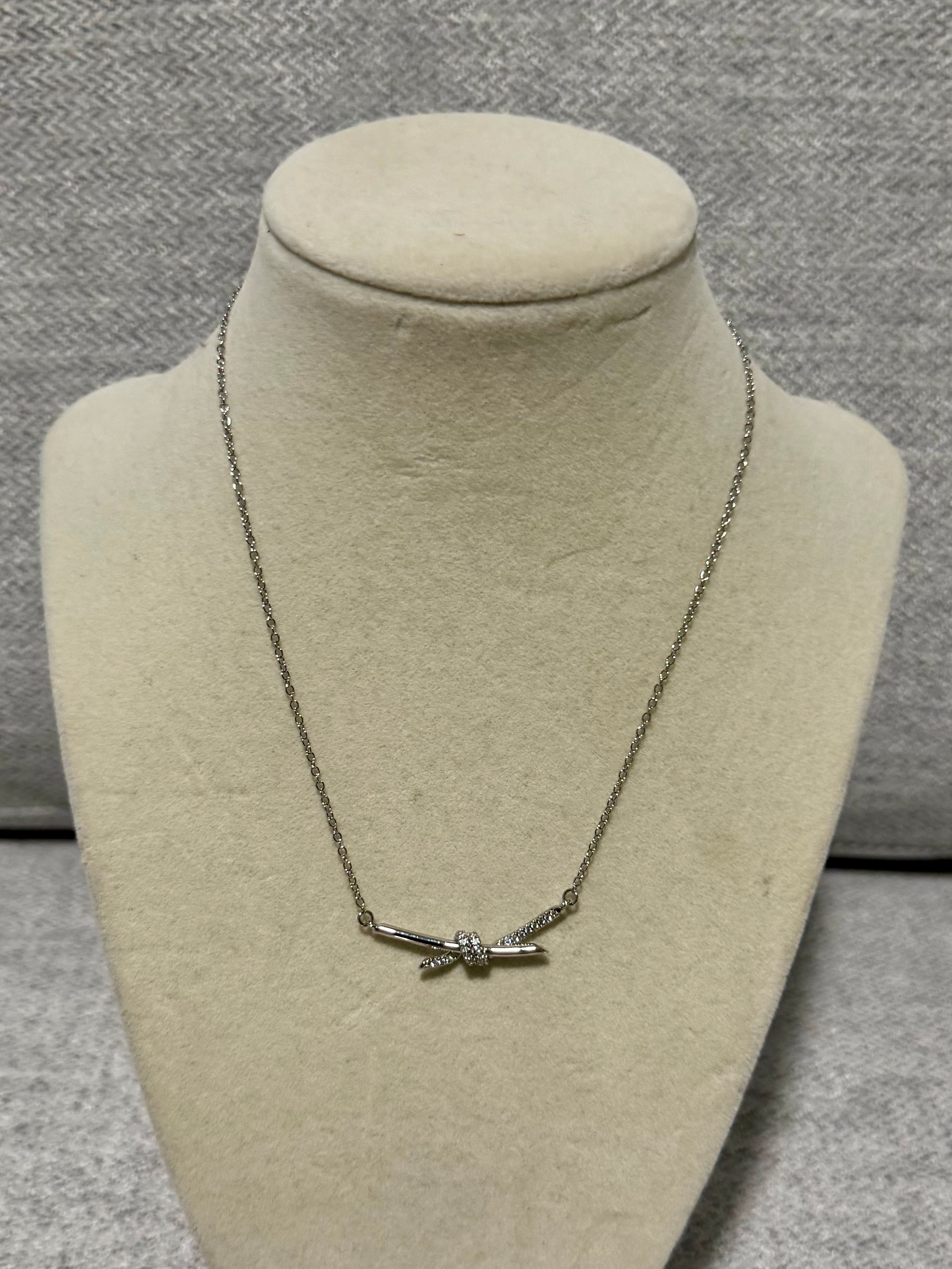 Gold Knot Bar Pendant Necklace