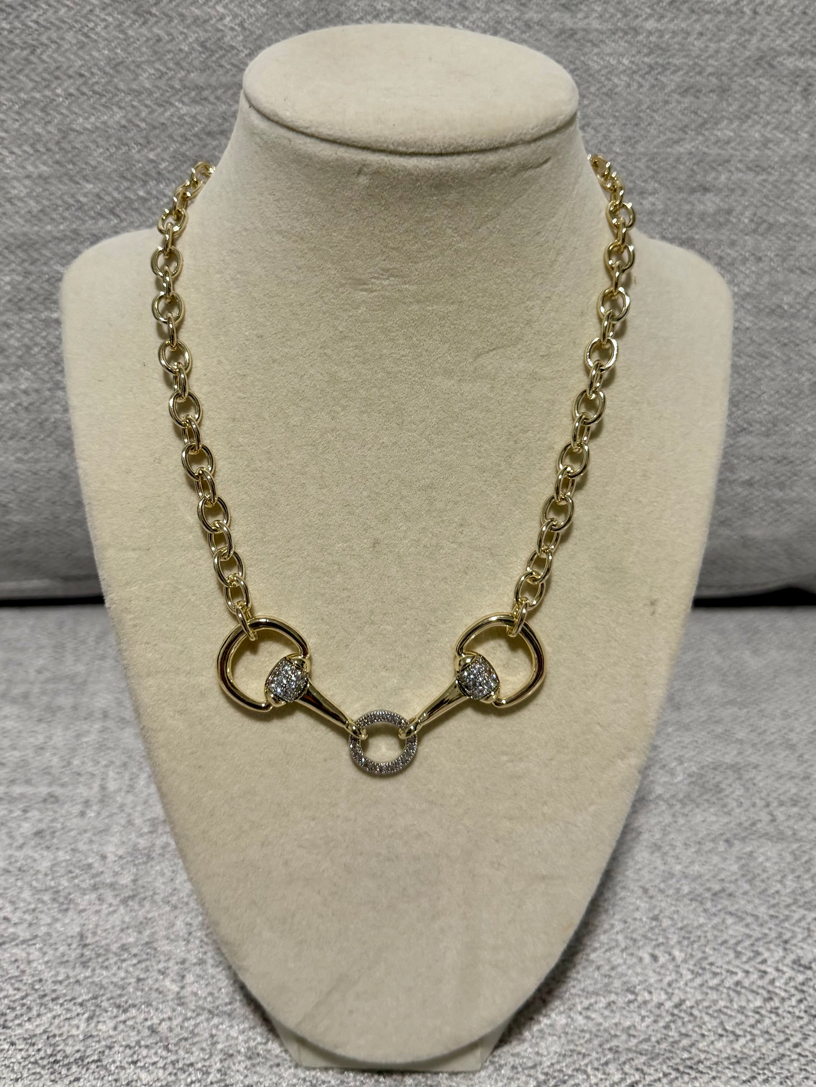 Crystal Horse Bit Chain Necklace