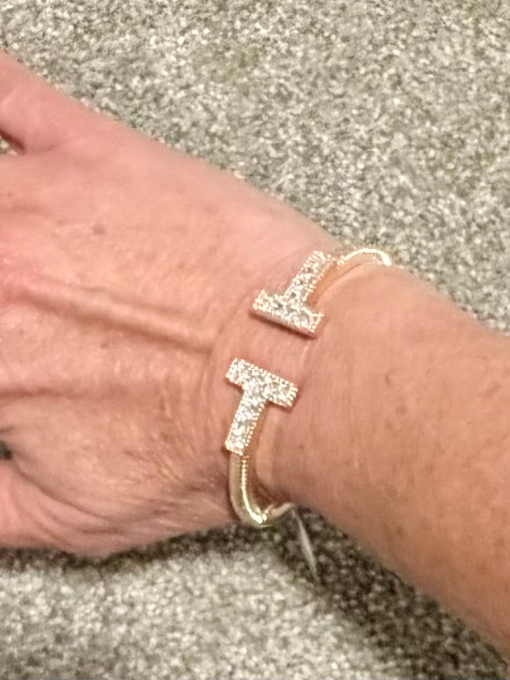 Crystal T-Bar Cuff Bracelet