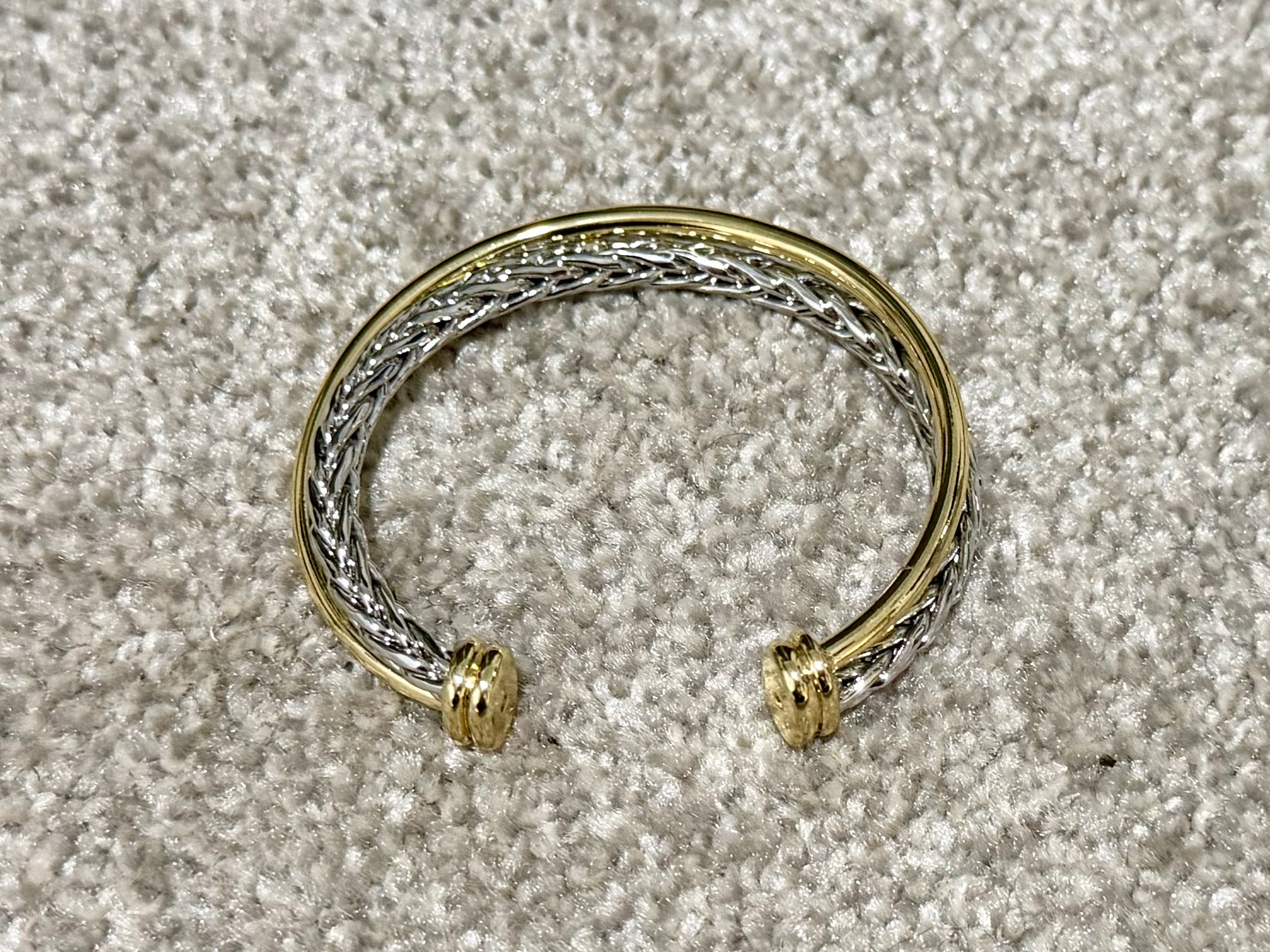 Two-Tone Twisted Cable Cuff Bracelet