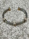 Crystal Station Twisted Cable Cuff Bracelet