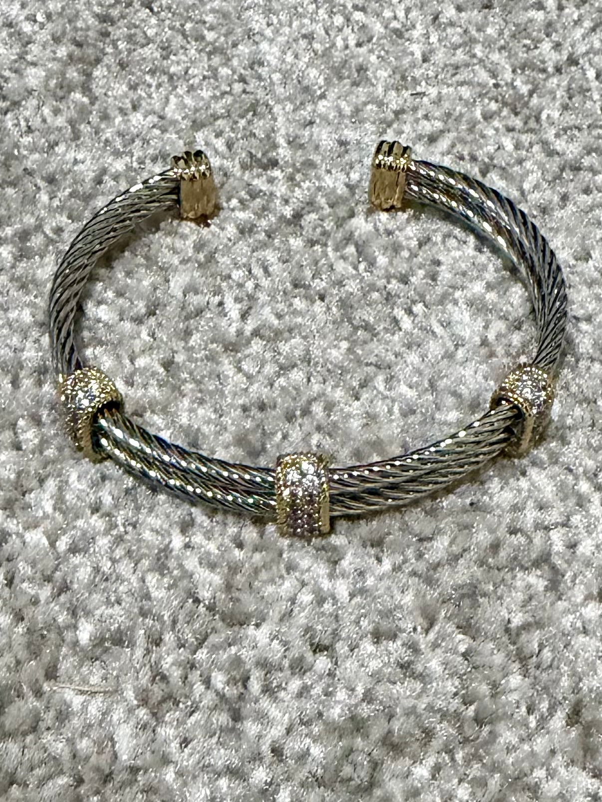Crystal Station Twisted Cable Cuff Bracelet