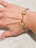 Two-Tone Crystal Horse Bit Cuff Bracelet