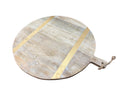 Round Wood Charcuterie Board with Gold Bands