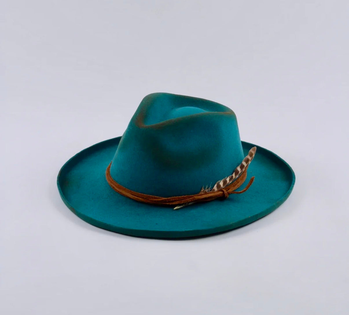 Risen West - Calloway Vintage Pencil Brim Rancher - Wool Felt - Turquoise