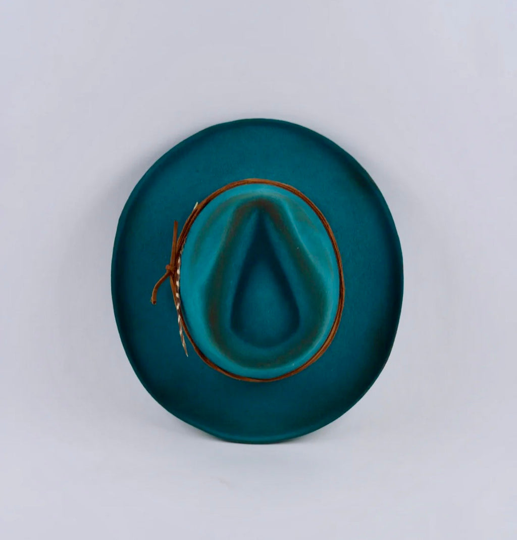 Risen West - Calloway Vintage Pencil Brim Rancher - Wool Felt - Turquoise