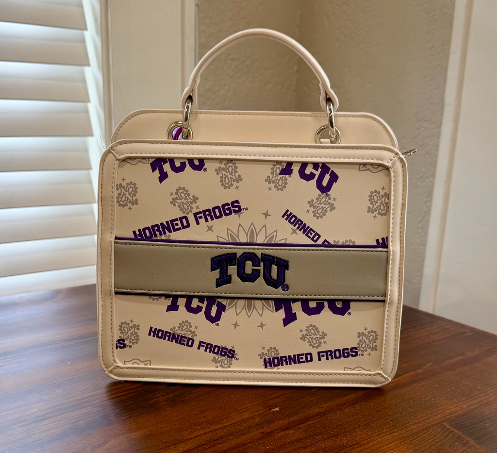 TCU Horned Frogs Cream Logo Handbag