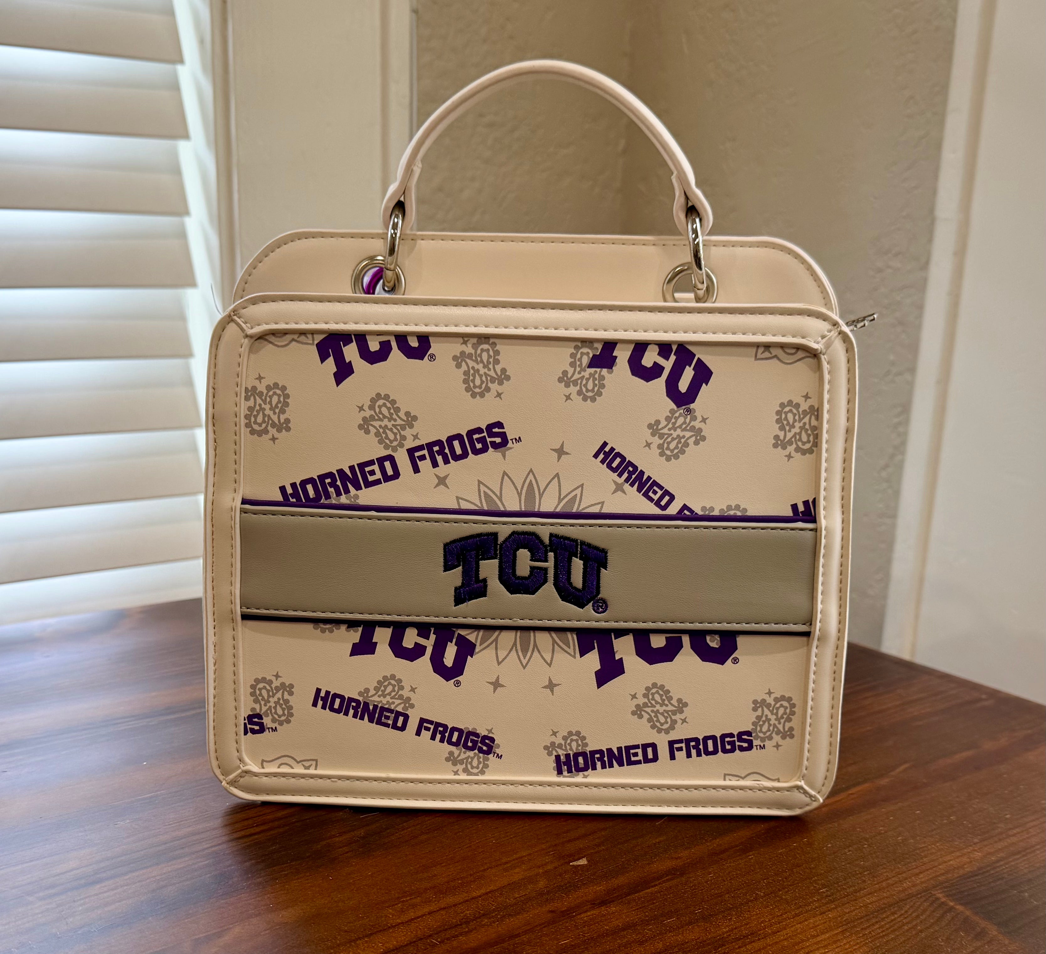 TCU Horned Frogs Cream Logo Handbag
