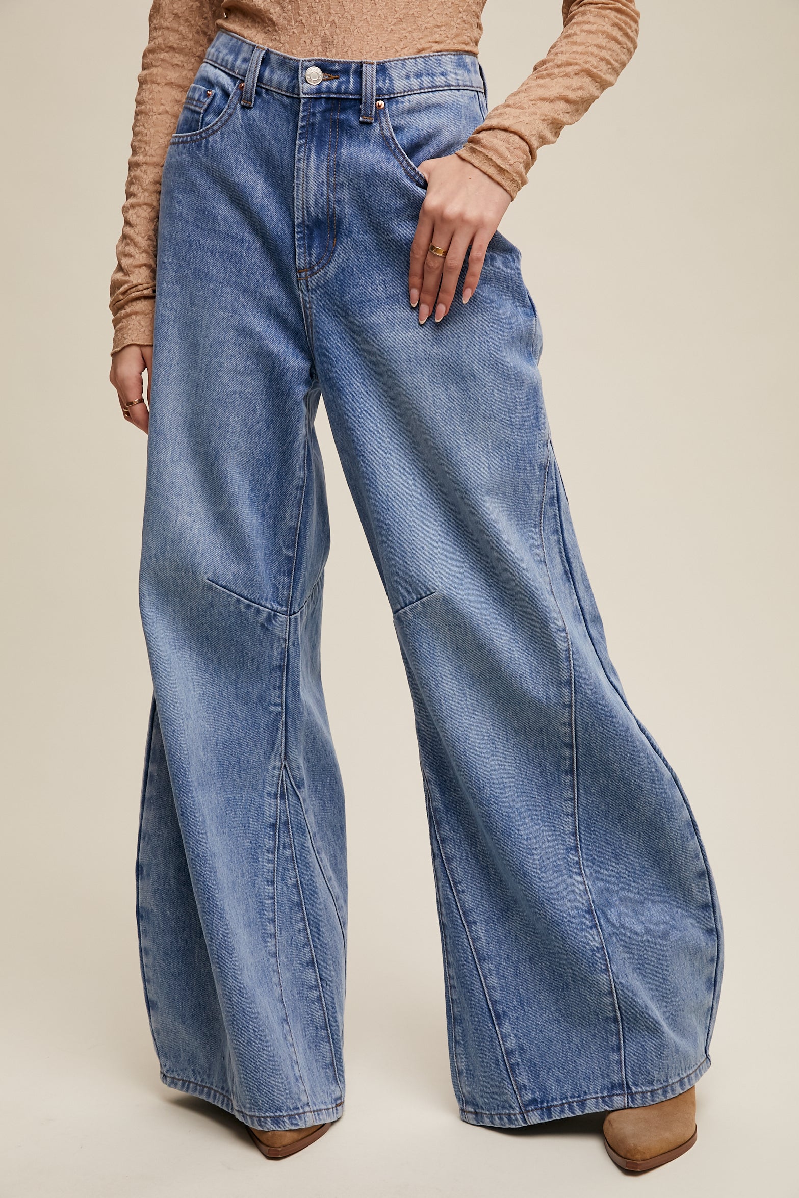 70s Seam Detail Ultra Wide-Leg Flare Jeans