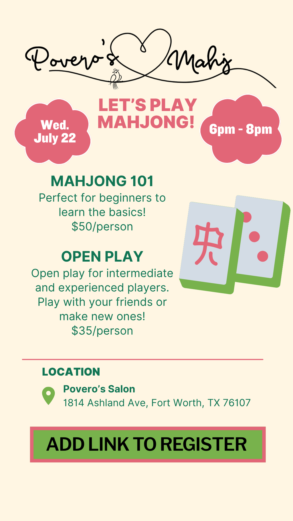 Open Play — Mahjong Night July 22
