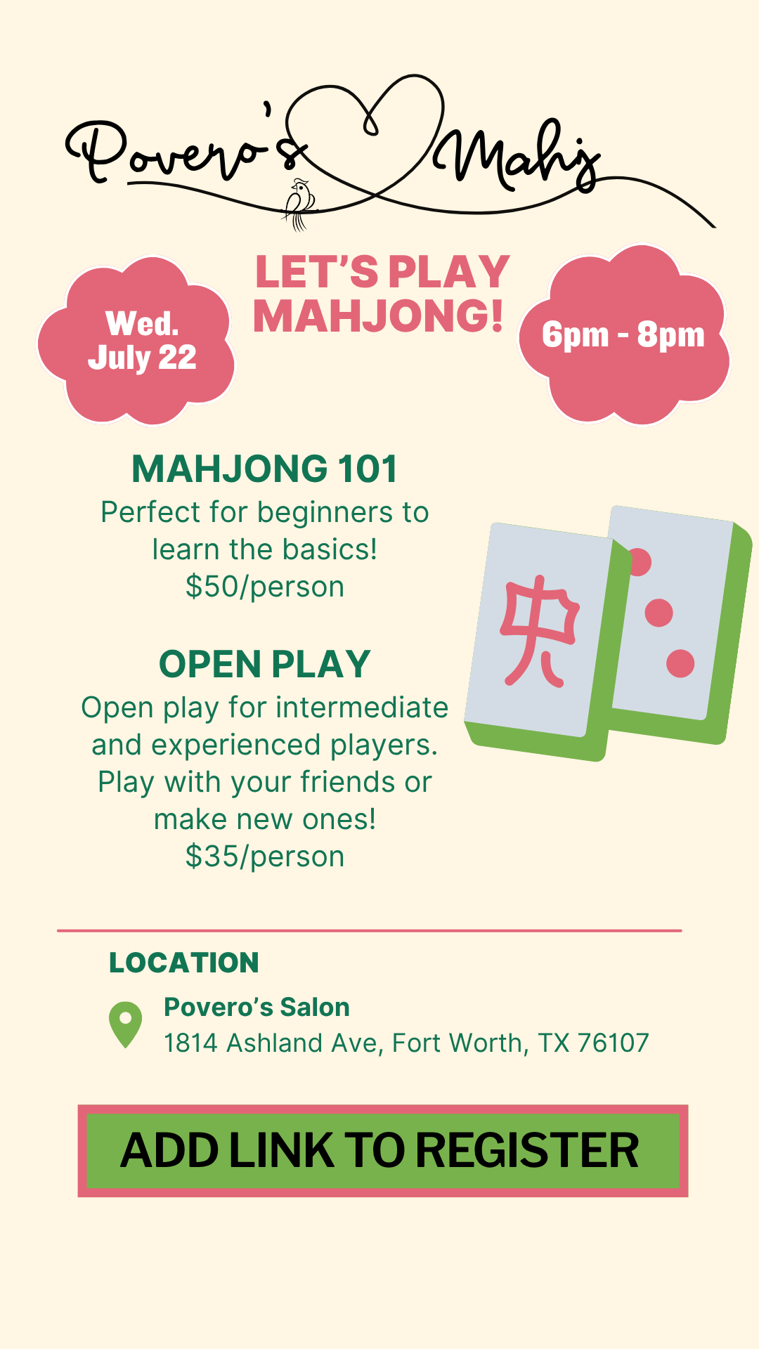 Mahjong 101 — Mahjong Night July 22