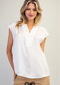 Pearl V-Neck Cap Sleeve Blouse