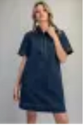 Denim Short Sleeve Zip-Up Mini Dress