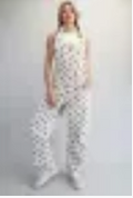 Oatmeal Polka Dot Wide-Leg Overalls