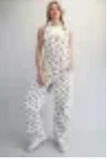 Oatmeal Polka Dot Wide-Leg Overalls