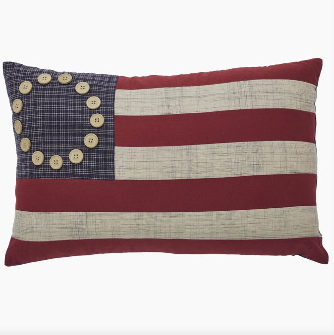 American Flag Patriotic Cotton Lumbar Pillow - 14x22