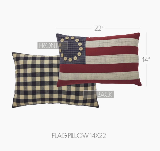 American Flag Patriotic Cotton Lumbar Pillow - 14x22