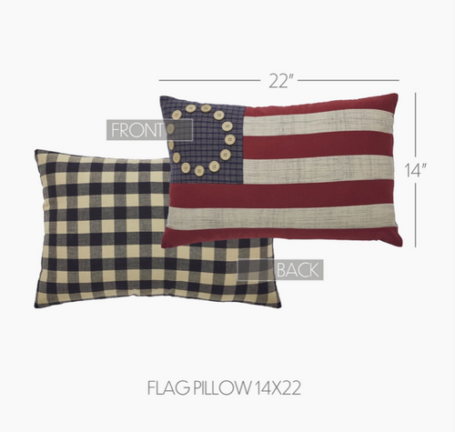 American Flag Patriotic Cotton Lumbar Pillow - 14x22