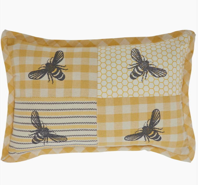 Buzzy Bees Patchwork Bee Pillow - 9.5x14