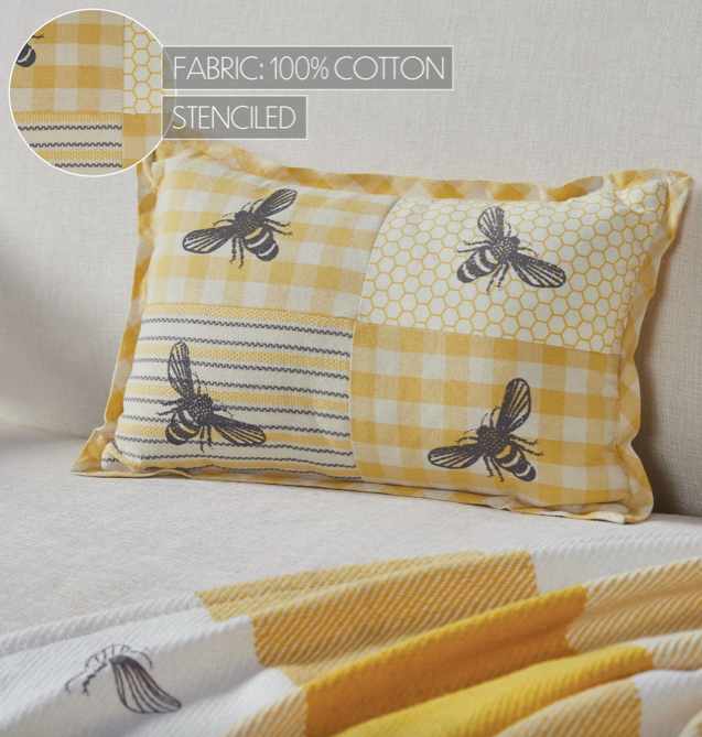 Buzzy Bees Patchwork Bee Pillow - 9.5x14