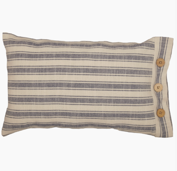 Market Place Blue Ticking Stripe Pillow Cover - 12x21