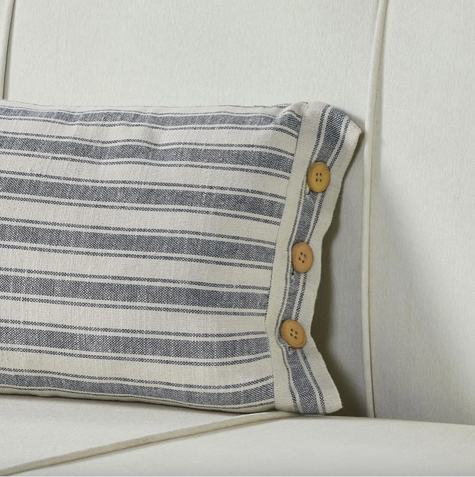 Market Place Blue Ticking Stripe Pillow Cover - 12x21