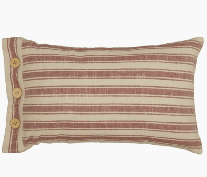Market Place Red Ticking Stripe Pillow Cover - 12x21