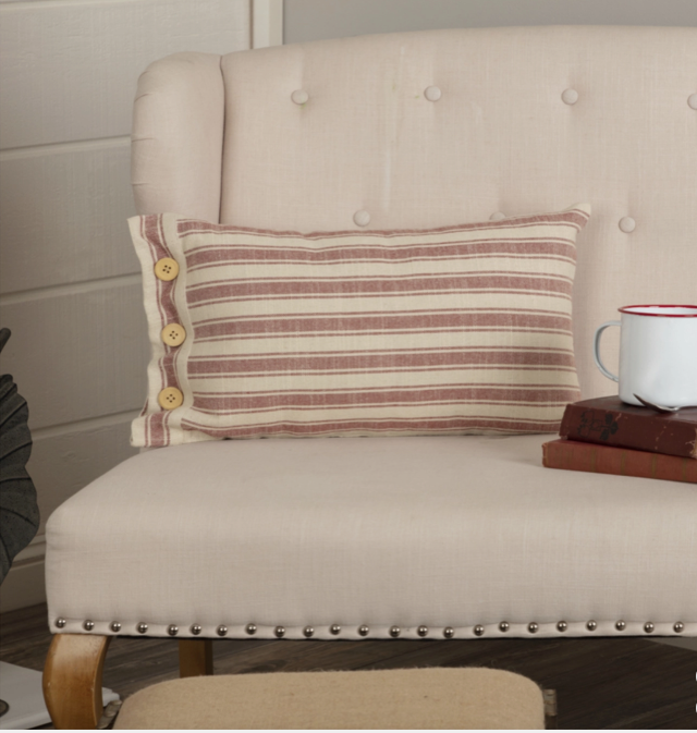 Market Place Red Ticking Stripe Pillow Cover - 12x21
