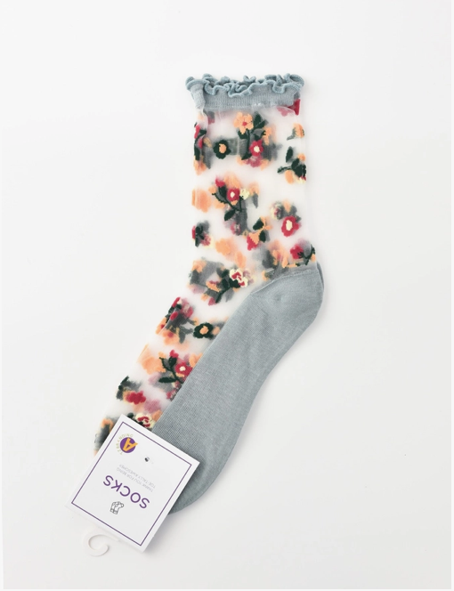 Sheer Floral Ankle Socks