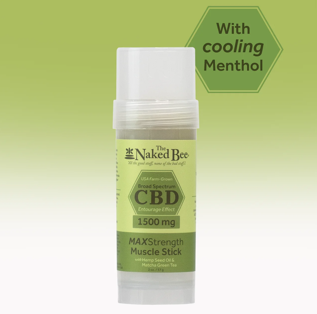 The Naked Bee MAXStrength Broad Spectrum CBD Muscle Stick, 1500 mg, 2 oz